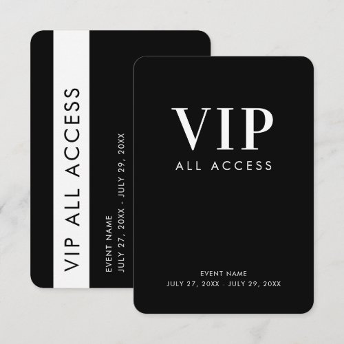 VIP All Access Pass 3.5" x 5" Event ID Badge Invitation