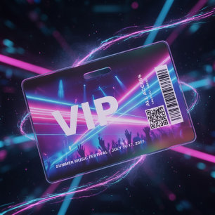 VIP All Access Pass Badge Template Neon Glow