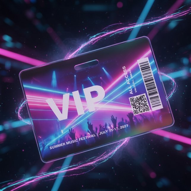 VIP All Access Pass Badge Template Neon Glow (Creator Uploaded)