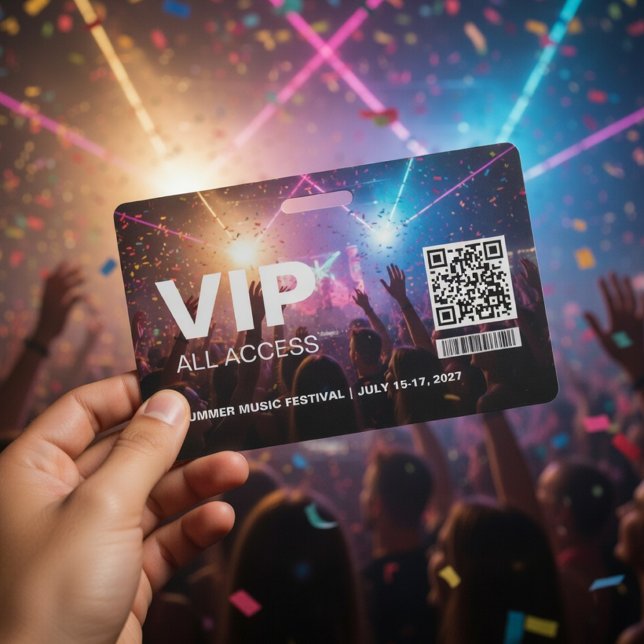VIP All Access Pass Badge Template with QR Code  (Creator Uploaded)