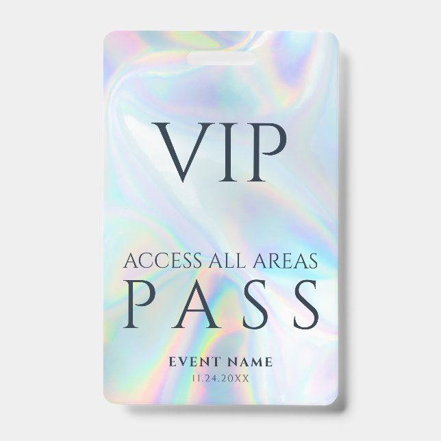 VIP All Access Pass Business Logo Holographic Badge (Front)