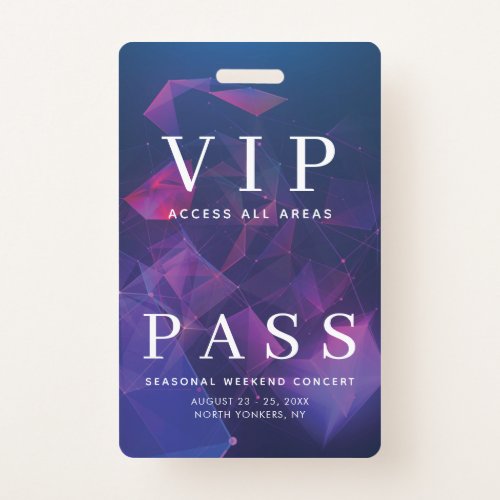 VIP All Access Pass Concert Backstage Geometric Badge