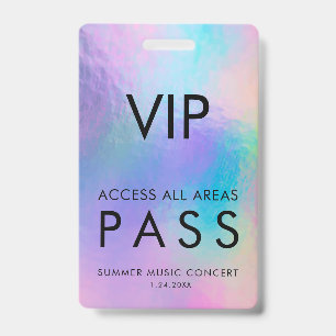 VIP All Access Pass Concert Backstage Holographic  Badge