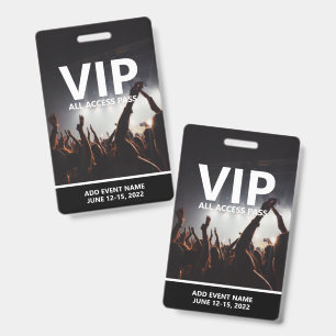 VIP All Access Pass Concert Event Personalized Badge