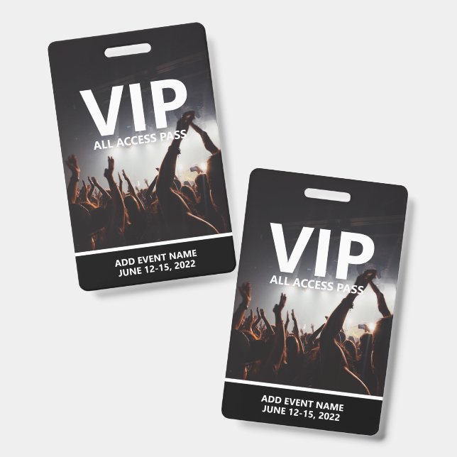 VIP All Access Pass Concert Event Personalized Badge (Front & Back)