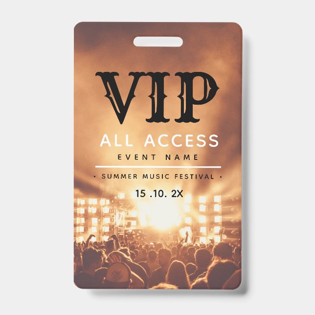 VIP All Access Pass Concert Festival Badge (Front)