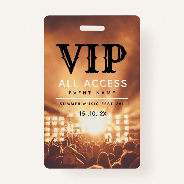 VIP All Access Pass Concert Festival Badge (Front)
