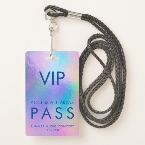 VIP All Access Pass Concert Holographic Event ID Badge