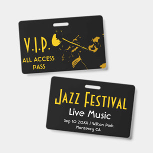 VIP All Access Pass Jazz Festival Event Badge