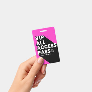 VIP All Access Pass Music Festival Badge   Pink