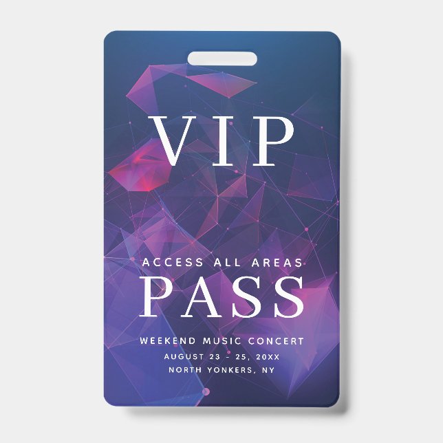 VIP All Access Pass Outdoor Events Geometric Badge (Front)