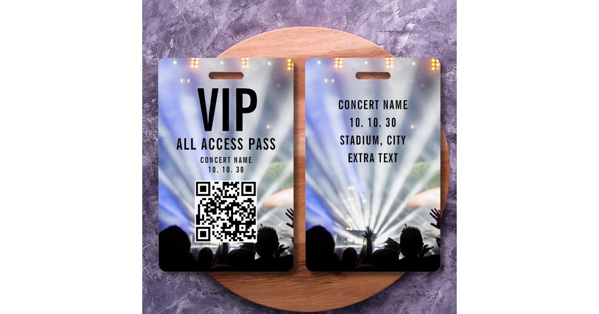 Vip Qr Codes Scan VIP All Access Pass QR Code Concert Badge | Zazzle