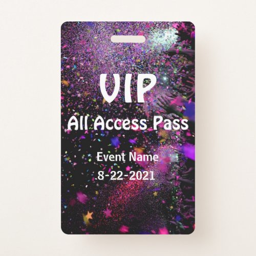 VIP All Access Pass Vertical Customize Badge