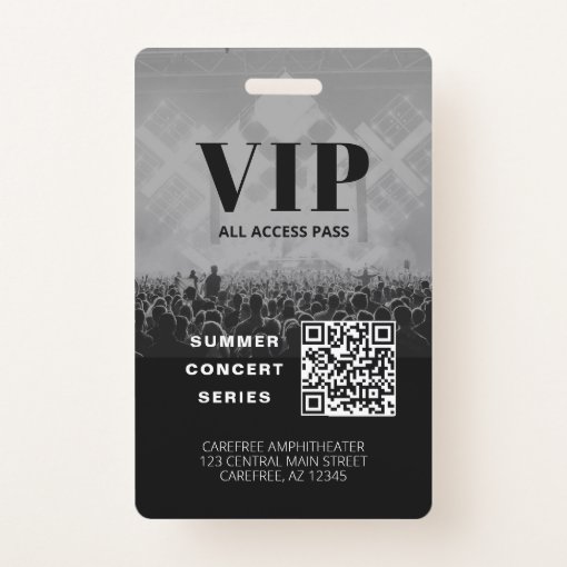 VIP All Access QR Code Concert Badge | Zazzle