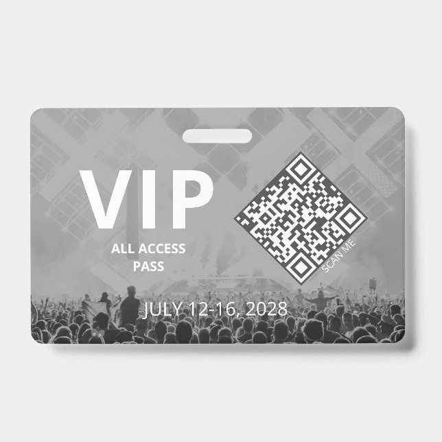 VIP All Access QR Code Event Horizontal Badge (Front)