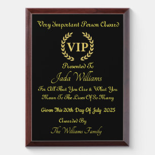 VIP AWARD PLAQUE