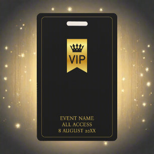 VIP Backstage Pass Concert Black & Gold Badge