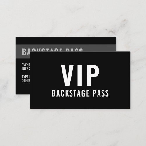 VIP Backstage Pass QR Code Event Details Business Card