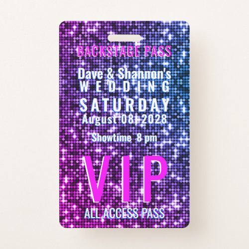 VIP Backstage Pass Wedding Table Seating Badge