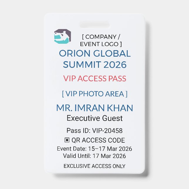 VIP Badge | Pass Badge – Corporate Security (Front)