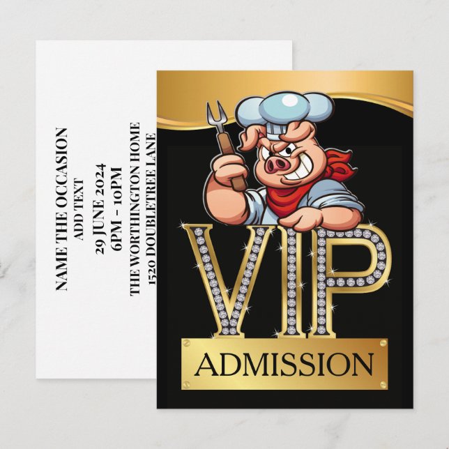 VIP Barbecue / Pig Pickin' INVITATION  Postcard (Front/Back)