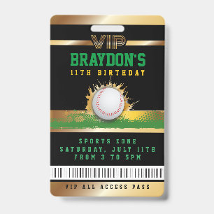 VIP Baseball ALL ACCESS Gold Pass Badge