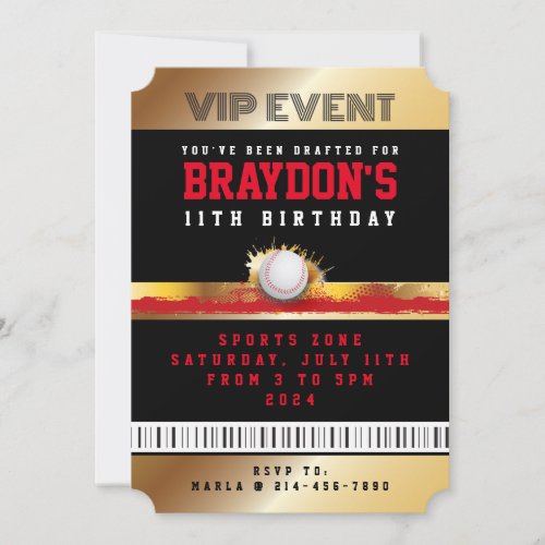 VIP BASEBALL ALL ACCESS Gold Pass Badge Invitation