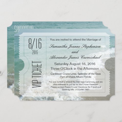 VIP Beach Destination Wedding Ticket Invitation