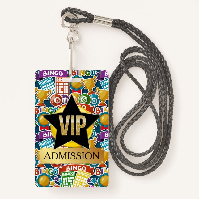 VIP BINGO  BADGE (Front with Lanyard)