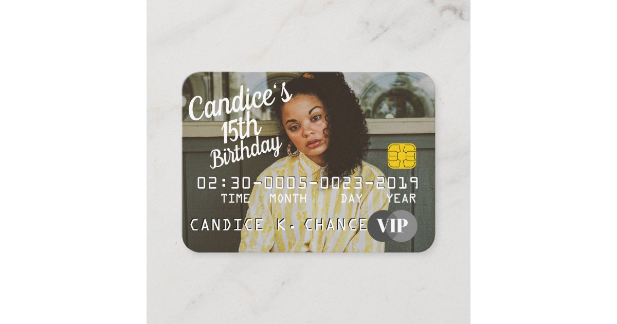 VIP Birthday Credit Card Photo Invitations | Zazzle