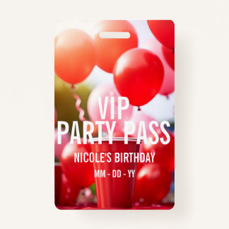 VIP Birthday Party Event Badge