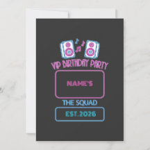 VIP Birthday Party Neon Squad Personalized Guest N