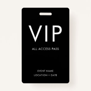 VIP Black & White Minimalist Badge