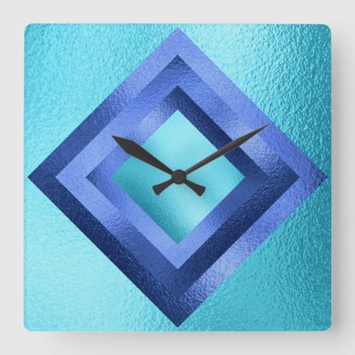 Vip Blue Aquatic Metallic Shiny Geometric Clock