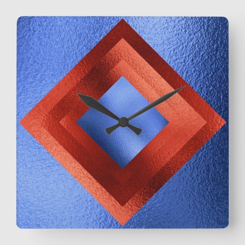 Vip Blue Red Metallic Shiny Geometric Clock