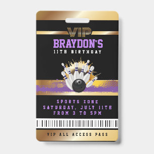 VIP Bowling ALL ACCESS Gold Pass Badge