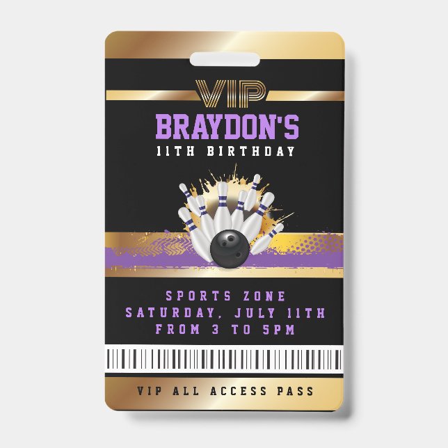 VIP Bowling ALL ACCESS Gold Pass Badge (Front)