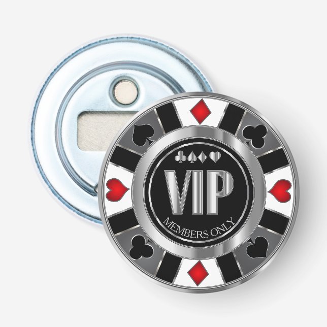 VIP Casino Poker Chip - Las Vegas - Red Bottle Opener (Front)