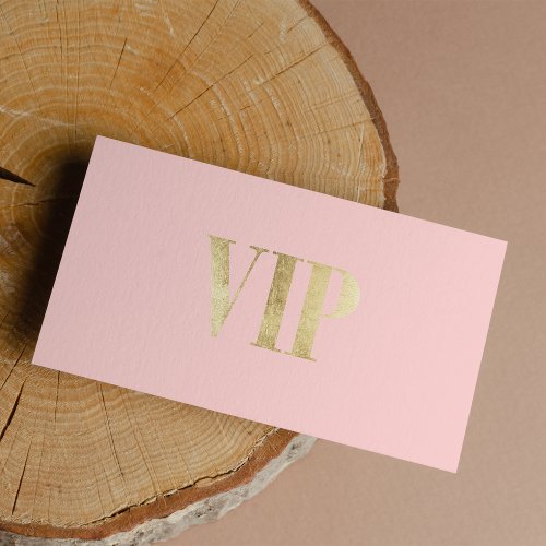 VIP Chic Quote Blush Pink Gold Typography Text Business Card