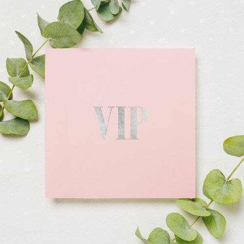 VIP Chic Quote Blush Pink Silver Typography Text Square Business Card