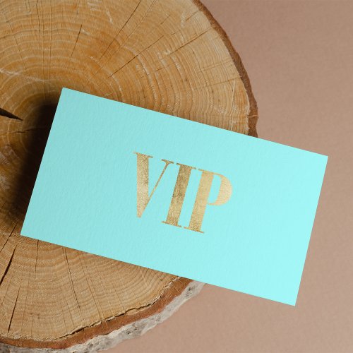 VIP Chic Quote Mint Blue Gold Typography Text Business Card