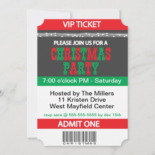 VIP Christmas Party Ticket Invitation