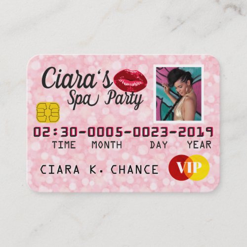 VIP Credit Card Sparkling PinkPhoto Invitations