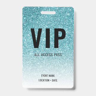 VIP Custom Event or Concert Blue Glitter Badge