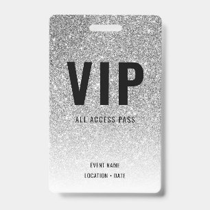 VIP Custom Event or Concert Silver Glitter Badge