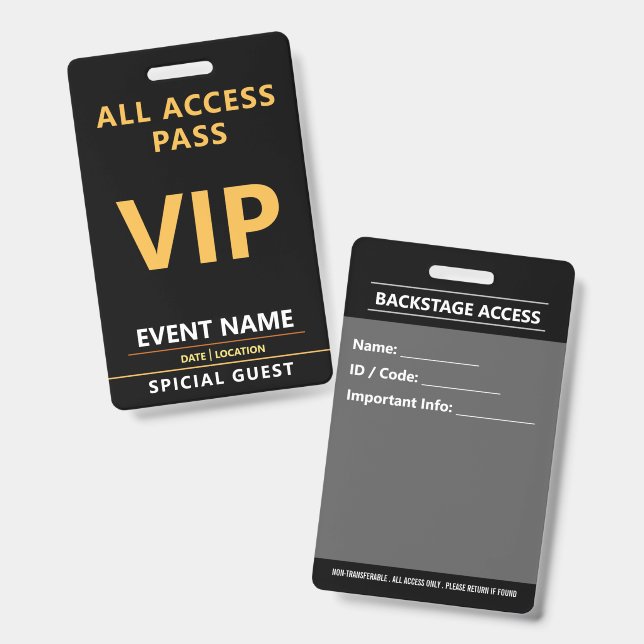 VIP Event Badge – All Access Pass Design (Front & Back)
