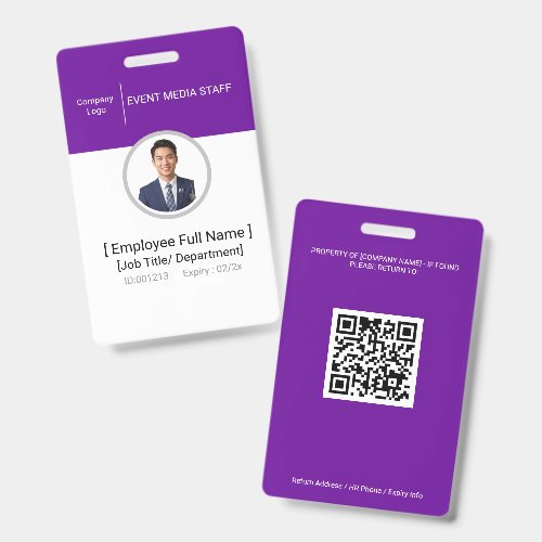 VIP Event Staff Photo ID Badge All Access Media