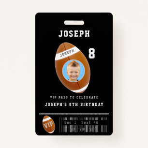 VIP Football Pass Custom Photo Birthday Part Badge