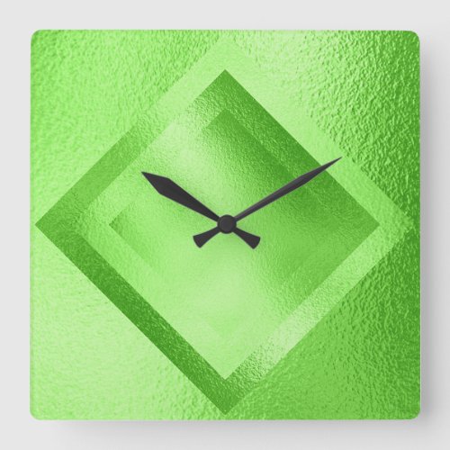 Vip Fresh Green Metallic Shiny Geometric Clock