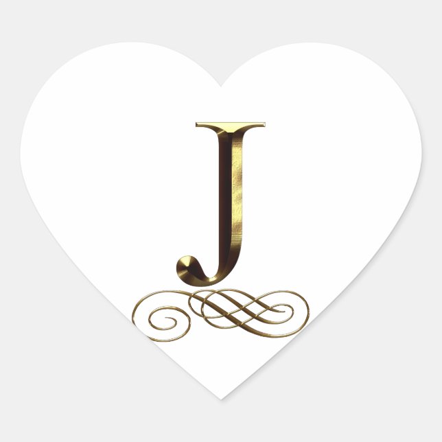 VIP Gold ”J” monogram Heart Sticker (Front)